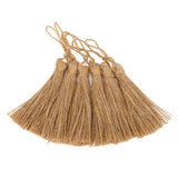 6Pcs Natural Jute Tassels Simple Rustic Style Natural Jute Widely Used Bookmark Tassels for Jewelry Curtain Craft - 45-Degree Angle