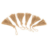 6Pcs Natural Jute Tassels Simple Rustic Style Natural Jute Widely Used Bookmark Tassels for Jewelry Curtain Craft - Low Angle