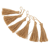 6Pcs Natural Jute Tassels Simple Rustic Style Natural Jute Widely Used Bookmark Tassels for Jewelry Curtain Craft - Extra Image