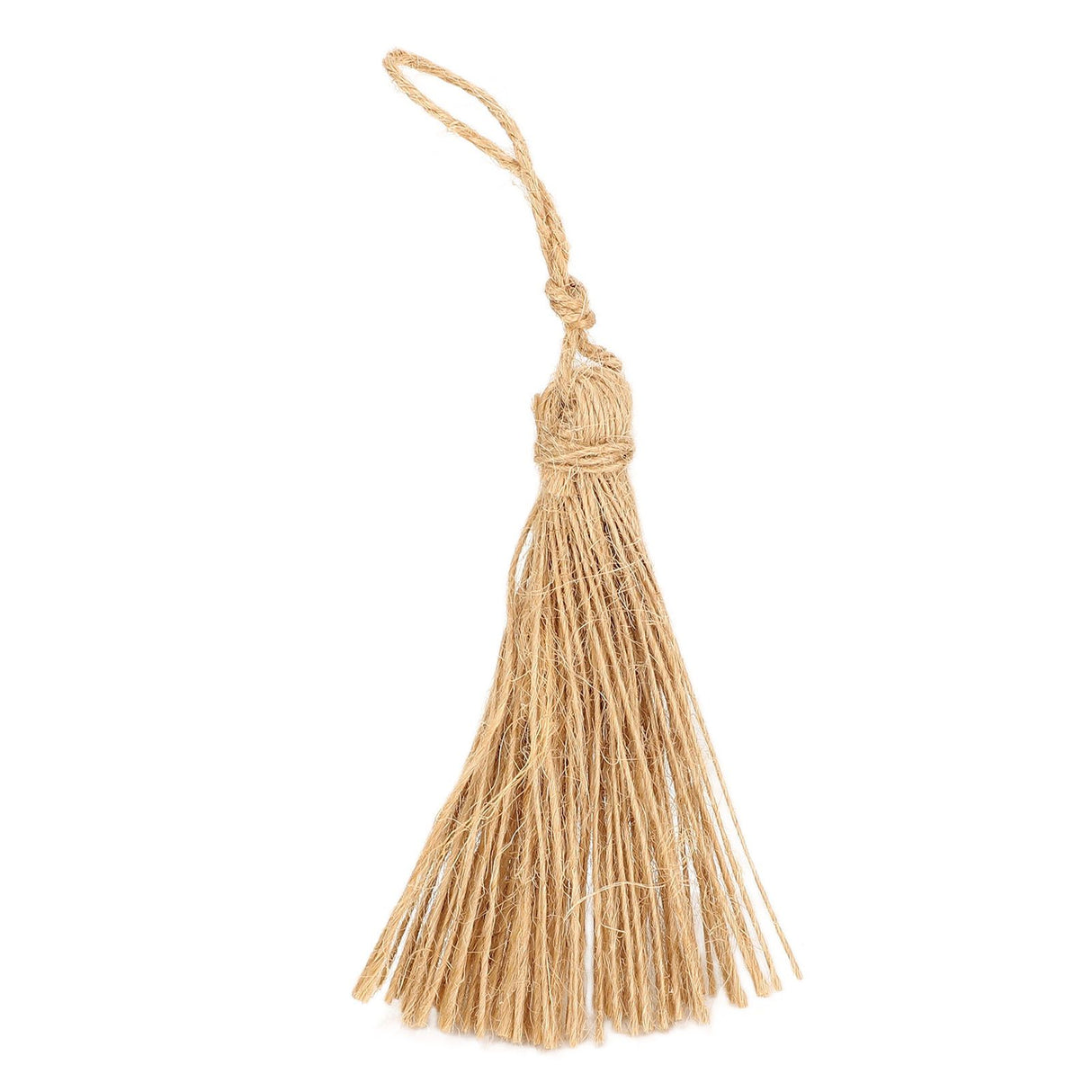 6Pcs Natural Jute Tassels Simple Rustic Style Natural Jute Widely Used Bookmark Tassels for Jewelry Curtain Craft