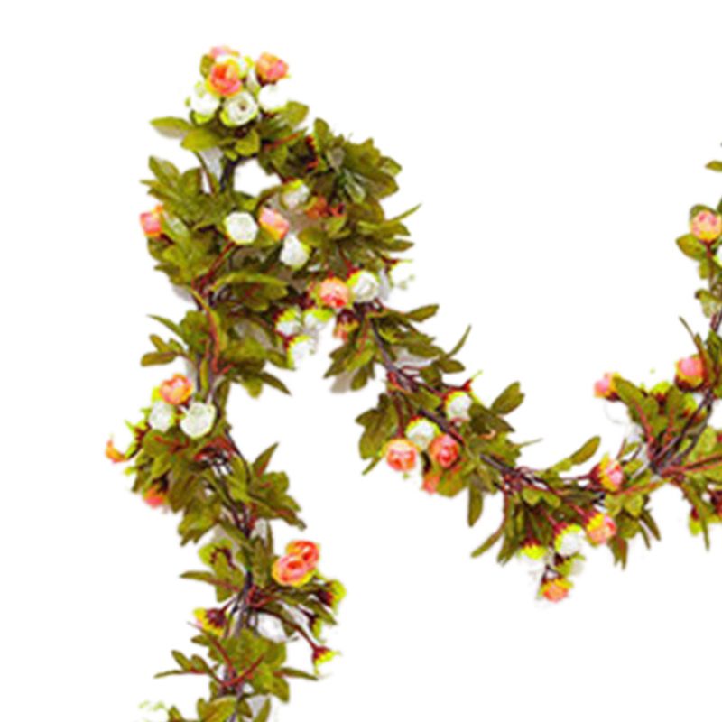 Artificial Roses Foliage Garland Hanging Guide Plastic Flower Vine Suspended Ceiling Decoration Champagne