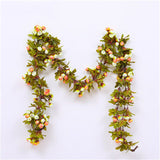 Artificial Roses Foliage Garland Hanging Guide Plastic Flower Vine Suspended Ceiling Decoration Champagne - 45-Degree Angle