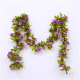Artificial Roses Foliage Garland Hanging Guide Plastic Flower Vine Suspended Ceiling Decoration Purple