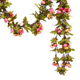 Artificial Roses Foliage Garland Hanging Guide Plastic Flower Vine Suspended Ceiling Decoration Pink - 45-Degree Angle