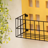 Wall Storage Shelves Hand Made Wood House Shape Wall Mounted Shelf for Bedroom Living Room Yellow - Top-Down View