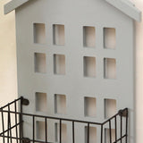 Wall Storage Shelves Hand Made Wood House Shape Wall Mounted Shelf for Bedroom Living Room Grey - Front View