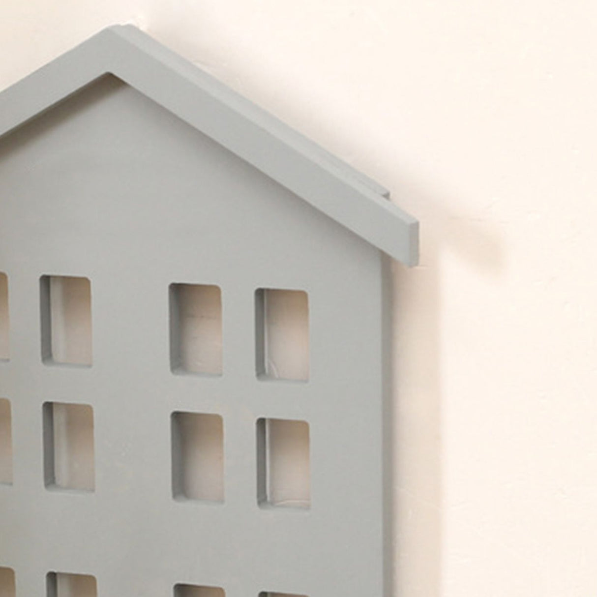 Wall Storage Shelves Hand Made Wood House Shape Wall Mounted Shelf for Bedroom Living Room Grey