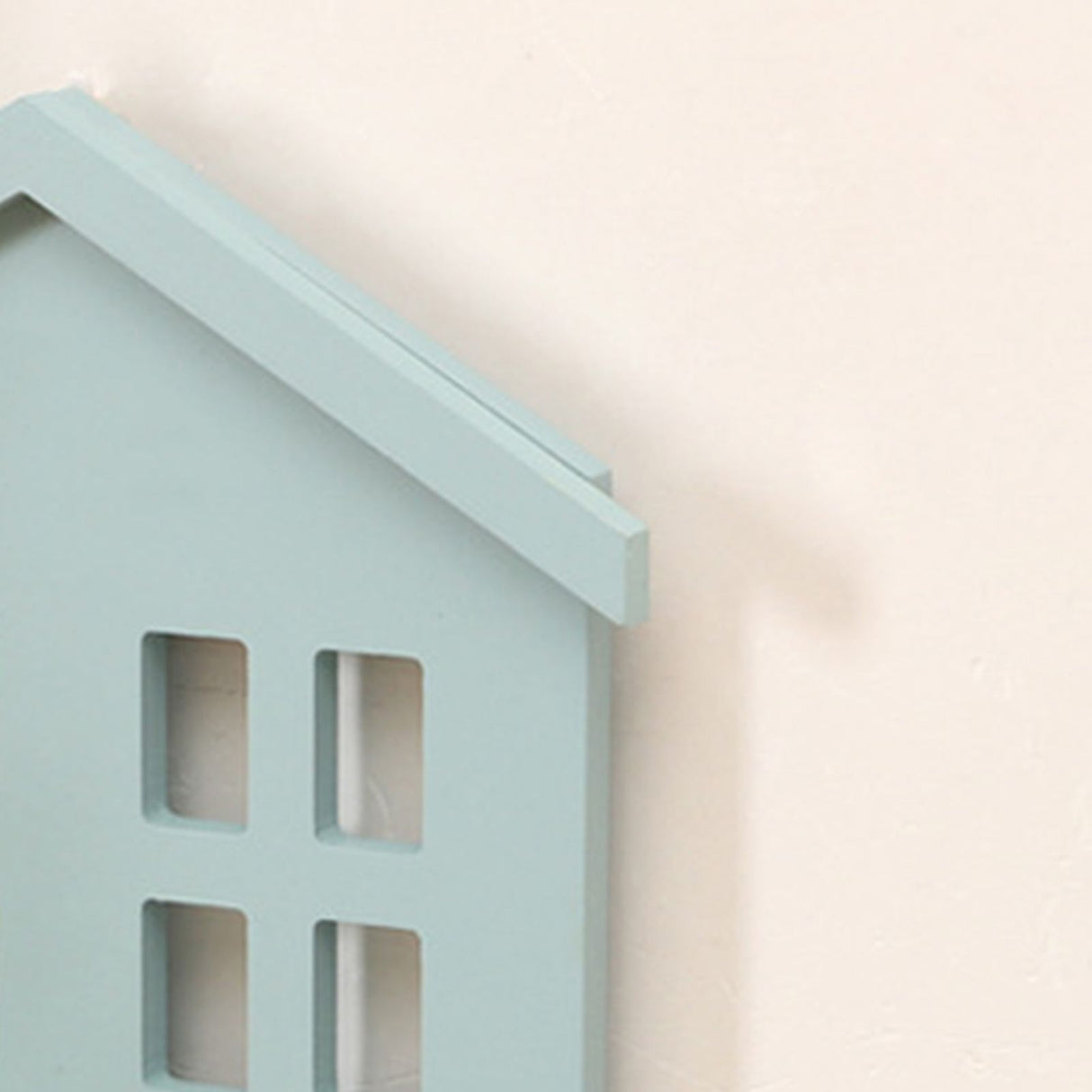 Wall Storage Shelves Hand Made Wood House Shape Wall Mounted Shelf for Bedroom Living Room Light Blue