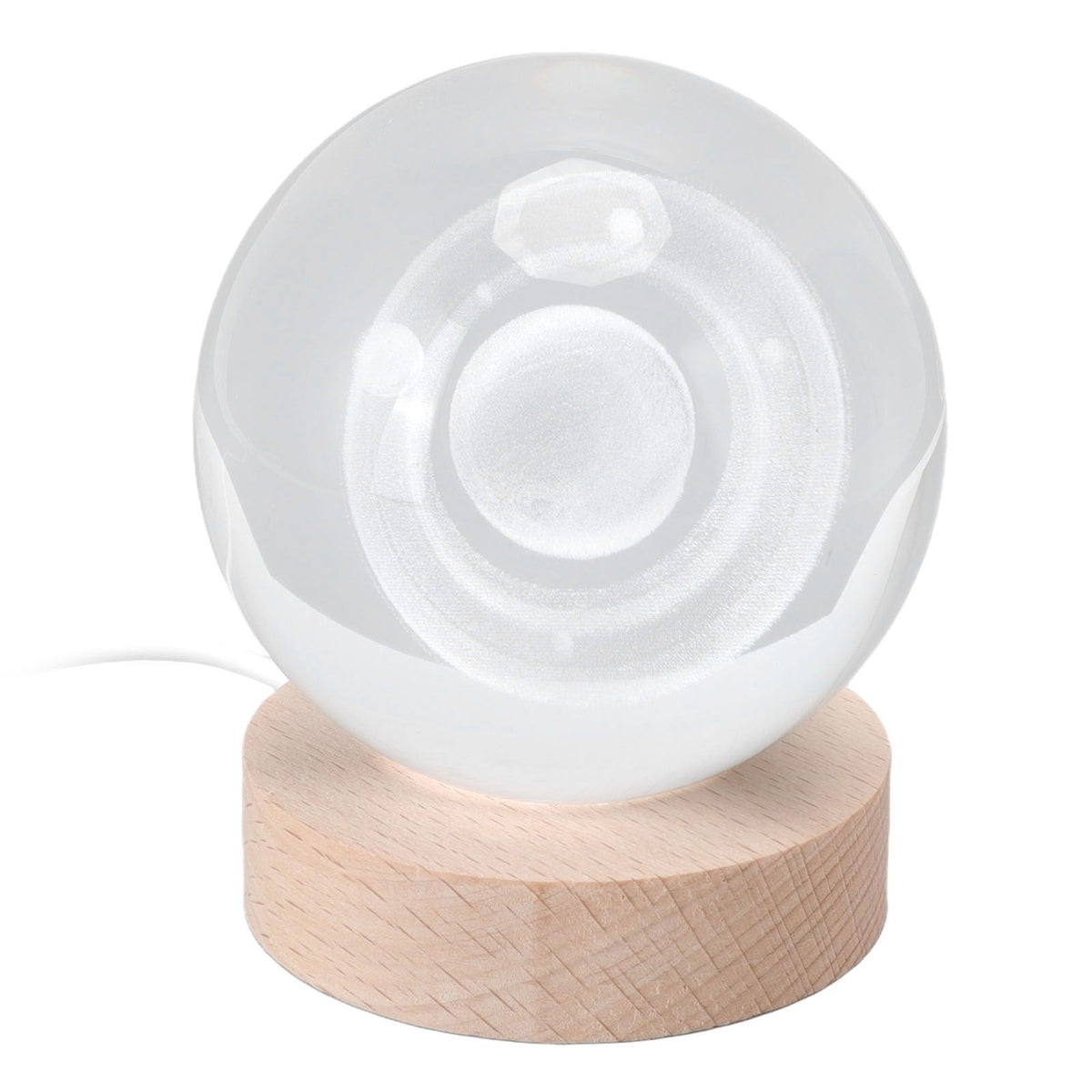 3D Saturn Night Lamp Crystal Ball Night Light LED Wooden Inter Carving Tabletop Ornaments for Friends Kids Gifts Saturn Warm Light