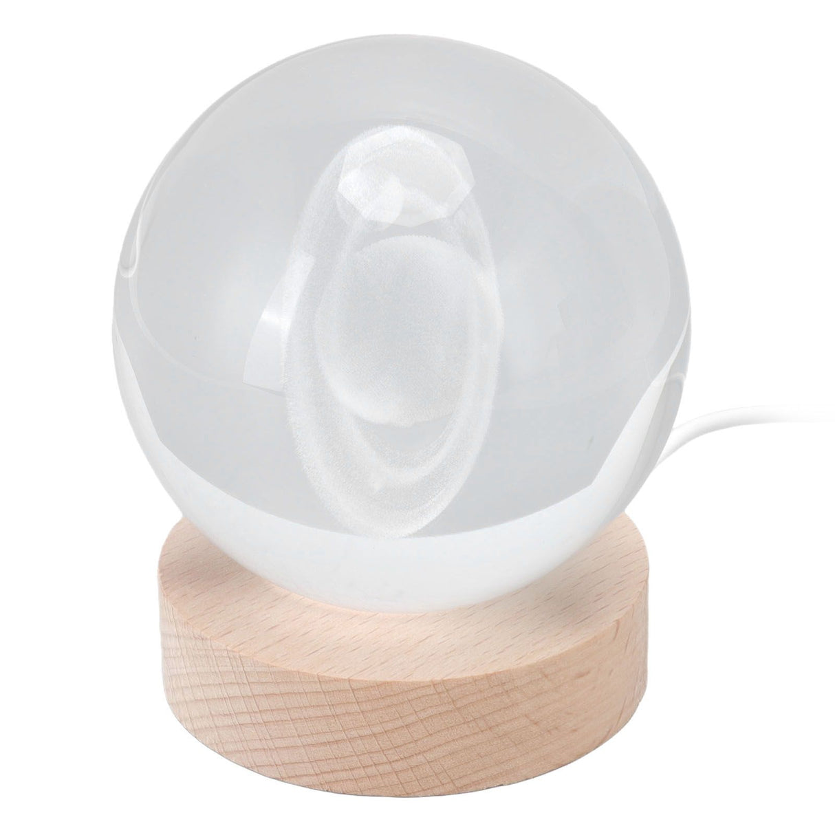 3D Saturn Night Lamp Crystal Ball Night Light LED Wooden Inter Carving Tabletop Ornaments for Friends Kids Gifts Saturn Warm Light