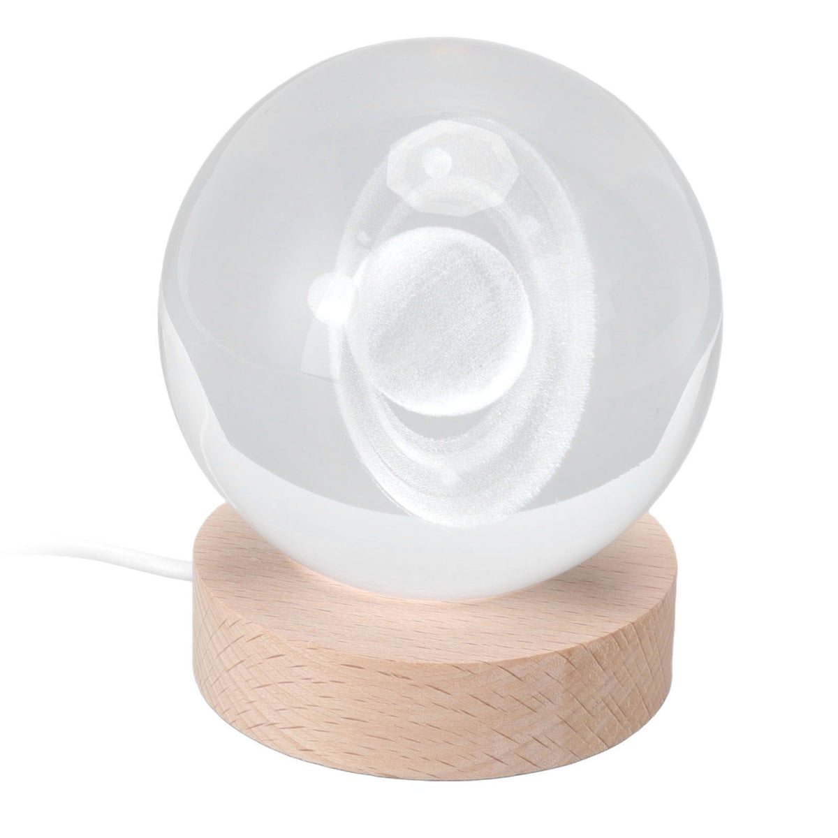 3D Saturn Night Lamp Crystal Ball Night Light LED Wooden Inter Carving Tabletop Ornaments for Friends Kids Gifts Saturn Colorful Light