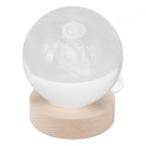 Crystal Ball Night Light Wired Button Switch Round 3D Decorative Crystal Ball with Base for Home Galactic System Warm Light - Front View