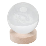 Crystal Ball Night Light Wired Button Switch Round 3D Decorative Crystal Ball with Base for Home Galactic System Warm Light