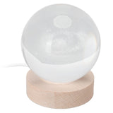 Crystal Ball Night Light Wired Button Switch Round 3D Decorative Crystal Ball with Base for Home Galactic System Warm Light