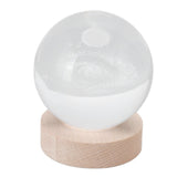Crystal Ball Night Light Wired Button Switch Round 3D Decorative Crystal Ball with Base for Home Galactic System Warm Light