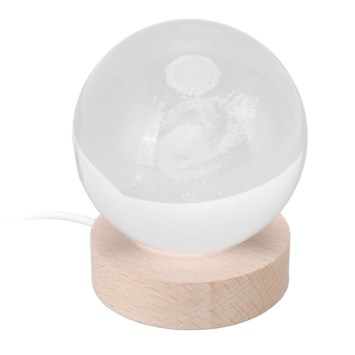 Crystal Ball Night Light Wired Button Switch Round 3D Decorative Crystal Ball with Base for Home Galactic System Warm Light