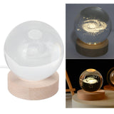 Crystal Ball Night Light Wired Button Switch Round 3D Decorative Crystal Ball with Base for Home Galactic System Warm Light - Extra Image