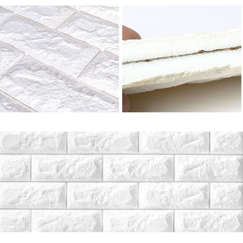 3D Brick Wall Stickers Self Adhesive Waterproof Prevent Collision DIY Faux Foam Brick Wall Panels for Bedroom Kitchen Standard 2.5mm/0.1in White