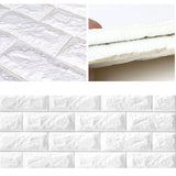 3D Brick Wall Stickers Self Adhesive Waterproof Prevent Collision DIY Faux Foam Brick Wall Panels for Bedroom Kitchen Standard 2.5mm/0.1in White - 45-Degree Angle