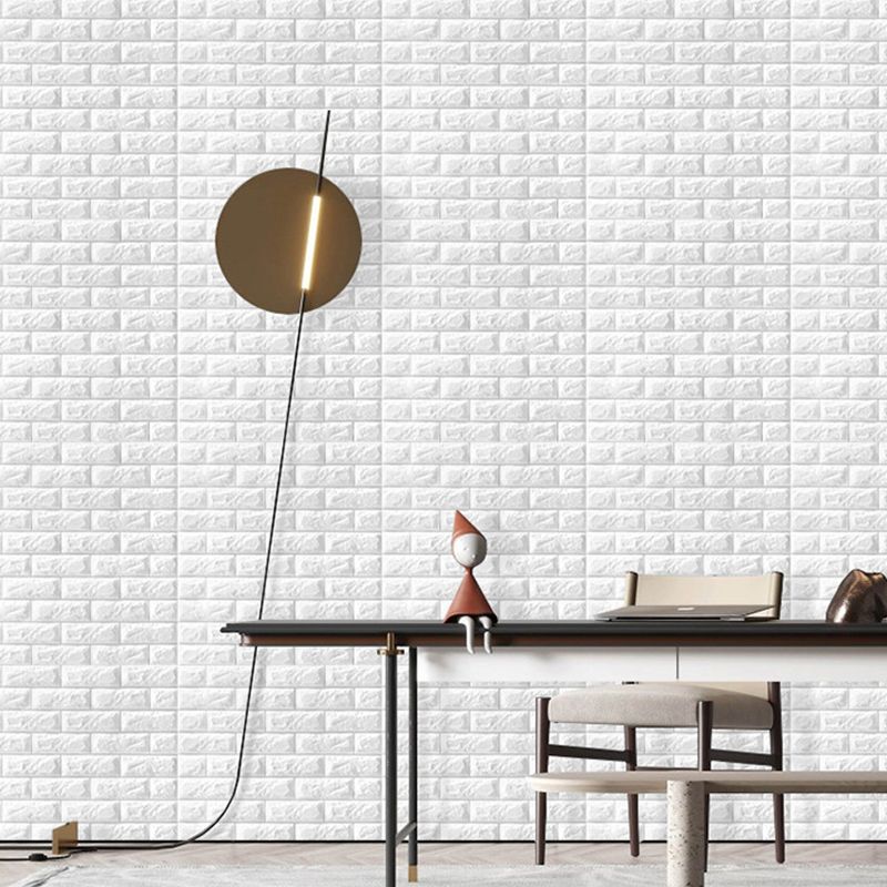 3D Brick Wall Stickers Self Adhesive Waterproof Prevent Collision DIY Faux Foam Brick Wall Panels for Bedroom Kitchen Standard 2.5mm/0.1in White