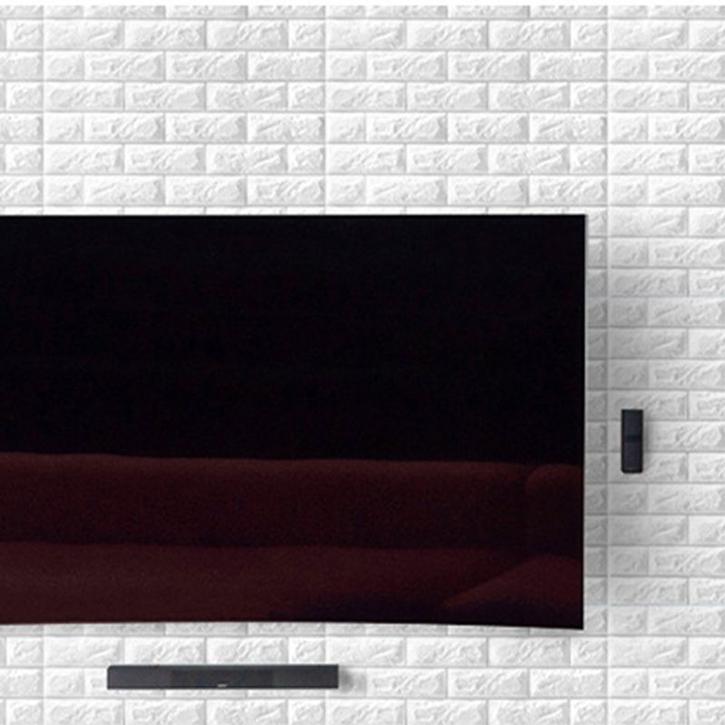 3D Brick Wall Stickers Self Adhesive Waterproof Prevent Collision DIY Faux Foam Brick Wall Panels for Bedroom Kitchen Standard 2.5mm/0.1in White
