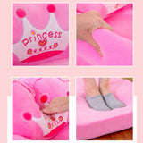 Foldable Kids Sofa Plush Soft Cute Cartoon Children Couch Bed with Armrests for Boys Girls Bedroom Pink Crown 3 Layers