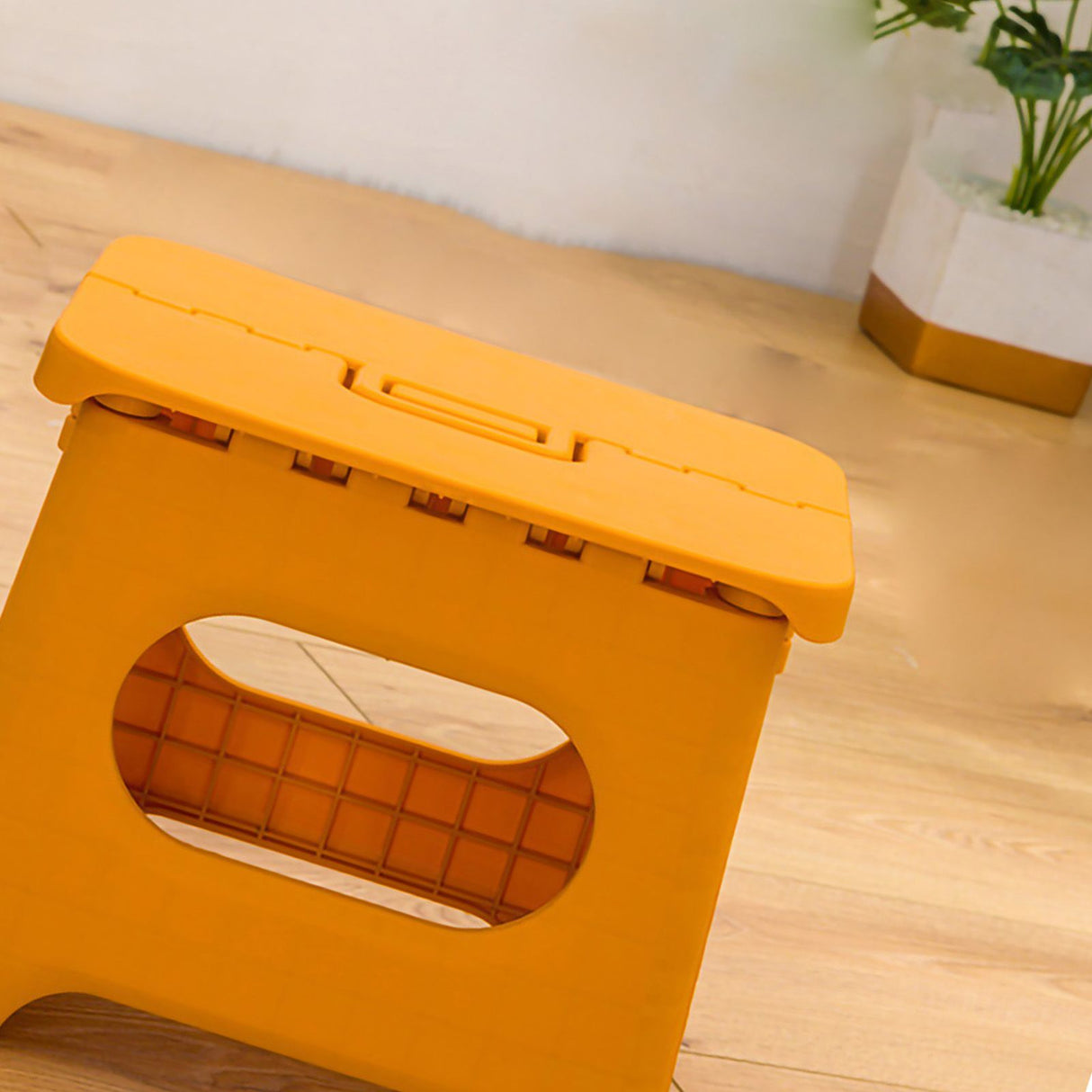 Folding Step Stool Portable Strong Space Saving Plastic Footstool for Adults and Kids Yellow
