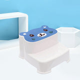Baby 2 Step Stool High Strength Large Load Bearing Double Slip Proof Toddler Double Up Step Stool for Bathroom Kitchen Ocean Blue - Front View