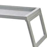 Laptop Bed Desk PP Folding Simple Downward Grooved Design Lap Desk Bed Table with Charging Hole for Bedroom Dorm Grey 68x35.8x27.5cm