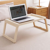 Laptop Bed Desk PP Folding Simple Downward Grooved Design Lap Desk Bed Table with Charging Hole for Bedroom Dorm Beige 68x35.8x27.5cm - Top-Down View