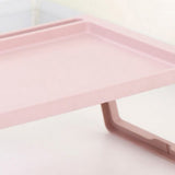 Laptop Bed Desk PP Folding Simple Downward Grooved Design Lap Desk Bed Table with Charging Hole for Bedroom Dorm Pink 68x35.8x27.5cm - Side View