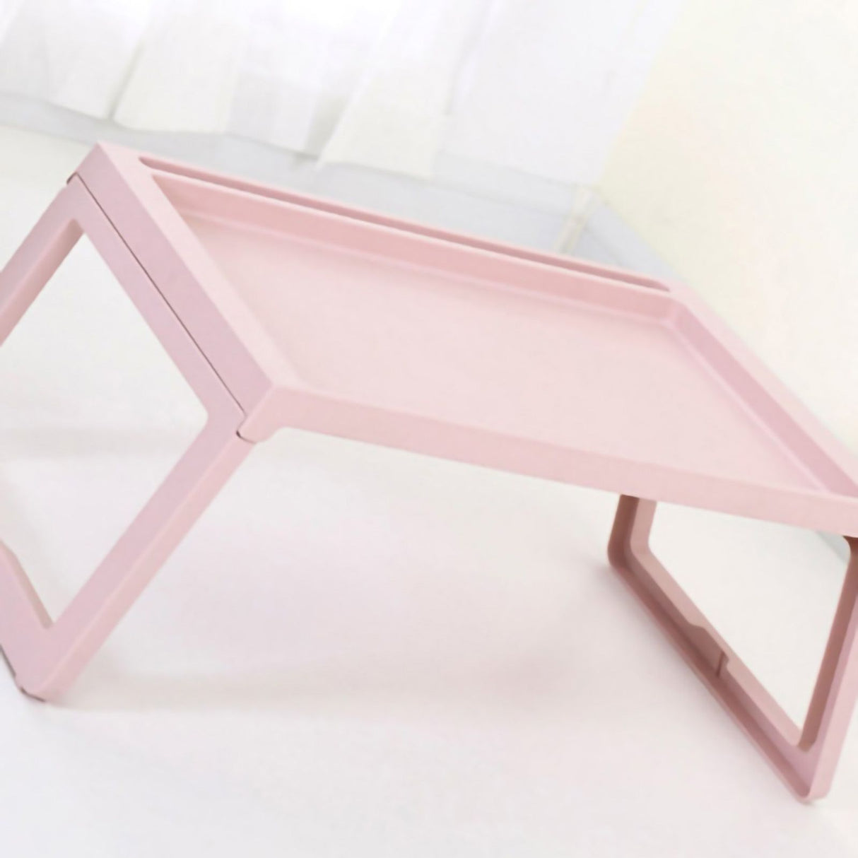 Laptop Bed Desk PP Folding Simple Downward Grooved Design Lap Desk Bed Table with Charging Hole for Bedroom Dorm Pink 68x35.8x27.5cm