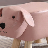 Children Wooden Low Stools Cute Cartoon Children Stool Small Dog Shape Stool for Home Kindergarten Pink - Side View