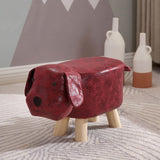 Children Wooden Low Stools Cute Cartoon Children Stool Small Dog Shape Stool for Home Kindergarten Red