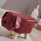 Children Wooden Low Stools Cute Cartoon Children Stool Small Dog Shape Stool for Home Kindergarten Red - Front View