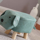 Children Wooden Low Stools Cute Cartoon Children Stool Small Dog Shape Stool for Home Kindergarten Light Green