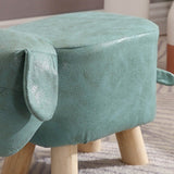 Children Wooden Low Stools Cute Cartoon Children Stool Small Dog Shape Stool for Home Kindergarten Light Green - 45-Degree Angle
