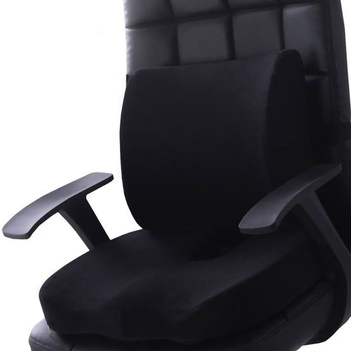 Seat Cushion Lumbar Support Set Polyester Comfortable Chair Cushion for Office Home Flannelette Set Black Cushion and Back Cushion Combination Set