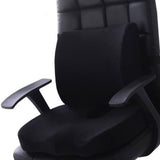 Seat Cushion Lumbar Support Set Polyester Comfortable Chair Cushion for Office Home Flannelette Set Black Cushion and Back Cushion Combination Set - Top-Down View