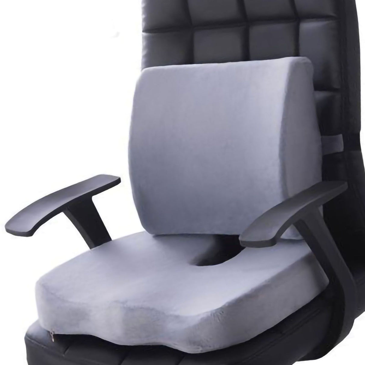 Seat Cushion Lumbar Support Set Polyester Comfortable Chair Cushion for Office Home Flannelette Set Grey Cushion and Back Cushion Combination Set