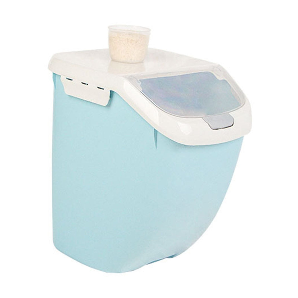 Grain Storage Box Waterproof Clamshell Multipurpose Plastic Rice Storage Containers for Kitchen Blue S 26x34x21cm/10.2x13.4x8.3in