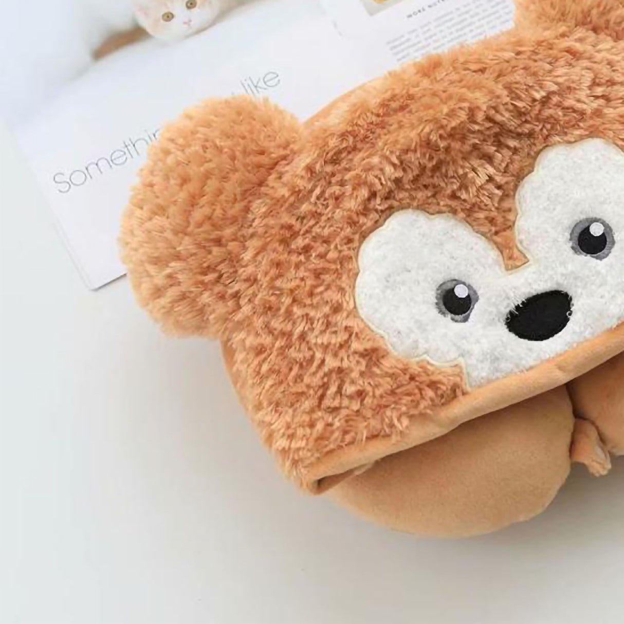 Hooded U Shaped Pillow Cute Cartoon Travel PP Cotton U Shaped Neck Pillow for Airplane Seat Yellow Bear