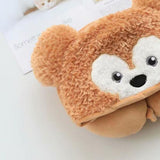 Hooded U Shaped Pillow Cute Cartoon Travel PP Cotton U Shaped Neck Pillow for Airplane Seat Yellow Bear