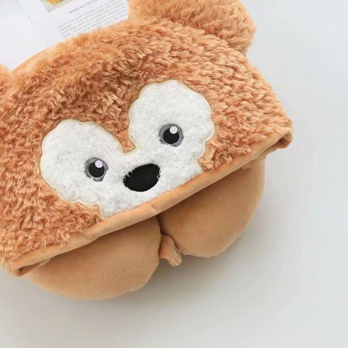Hooded U Shaped Pillow Cute Cartoon Travel PP Cotton U Shaped Neck Pillow for Airplane Seat Yellow Bear