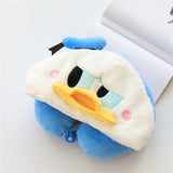 Hooded U Shaped Pillow Cute Cartoon Travel PP Cotton U Shaped Neck Pillow for Airplane Seat Duck