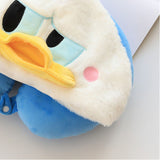 Hooded U Shaped Pillow Cute Cartoon Travel PP Cotton U Shaped Neck Pillow for Airplane Seat Duck - Top-Down View