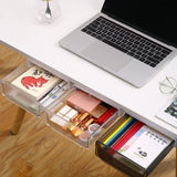 Under Desk Storage Box No Punching Storage ABS PS Small Hidden Drawer For Dormitory Small Transparent Black