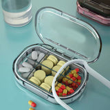 Portable Mini Pill Case Travel Dispensing Pill Organizer Household Food Grade Sealed Storage Medicine Box Big Transparent White - Front View