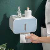 Wall Mounted Toilet Paper Holder PS ABS Waterproof Roll Paper Tissue Storage Box Bathroom Accessories Blue
