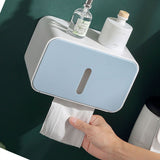 Wall Mounted Toilet Paper Holder PS ABS Waterproof Roll Paper Tissue Storage Box Bathroom Accessories Blue